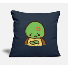 Kawaii Green Baby Turtle Being Angry Navy Pillow